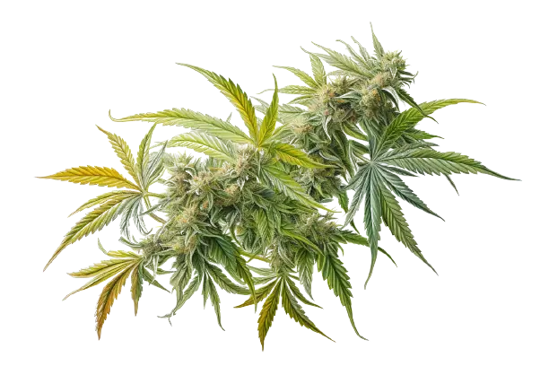 Cannabis ist eine Pflanze mit einer einzigartigen Wirkung, die in farbenfroher Schönheit ihre Blüte und Blätter zeigt. In der Blütezeit befindet sich eine Cannabispflanze, die bunt ist.